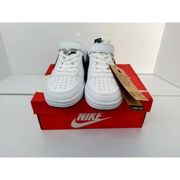 Nike Court Borough Low Recraft White Black Kids Preschool Casual Shoe DV5457-104 - Picture 1 of 9